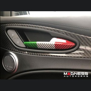 Alfa Romeo Stelvio Interior Door Handle Trim Set - Carbon Fiber - Italian Theme